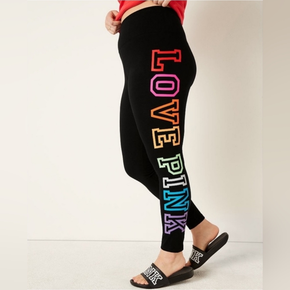 PINK Victoria's Secret | NWT Love Pink Graphic Leggings Black Small